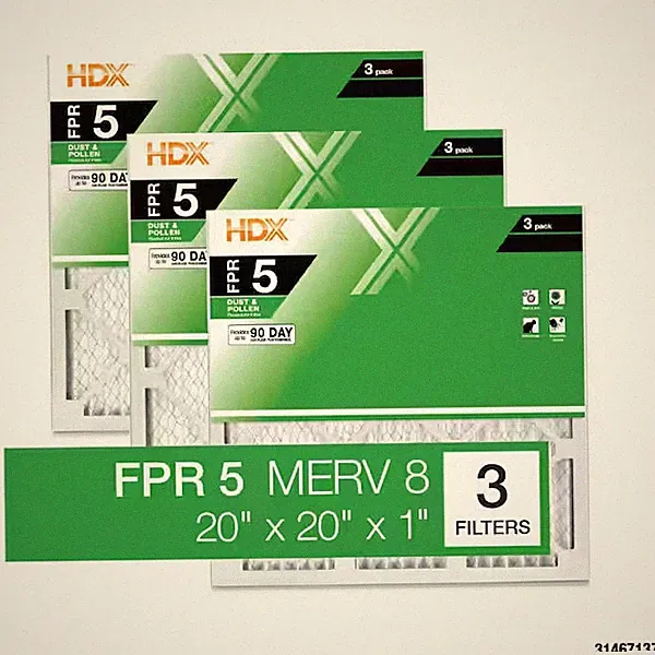 20 in x 20 in x 1 in Standard Pleated Furnace Air Filter FPR 5 MERV 8 3-Pack