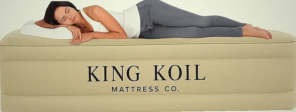20" Pillow Top Queen Size Air Mattress w/Built In Air Pump & Storage Bag Tan