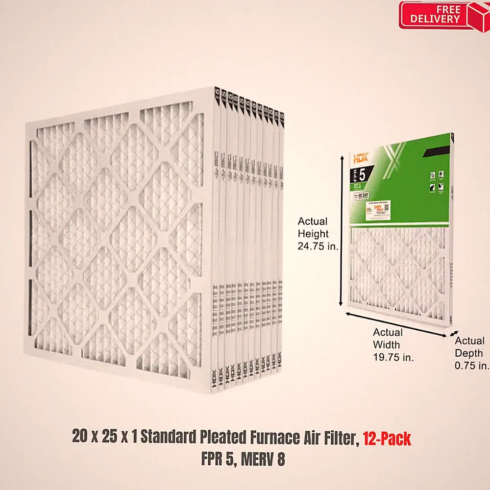 20 x 25 x 1 Standard Pleated Air Filter FPR 5, 12-Pack, Air Filters Replacement
