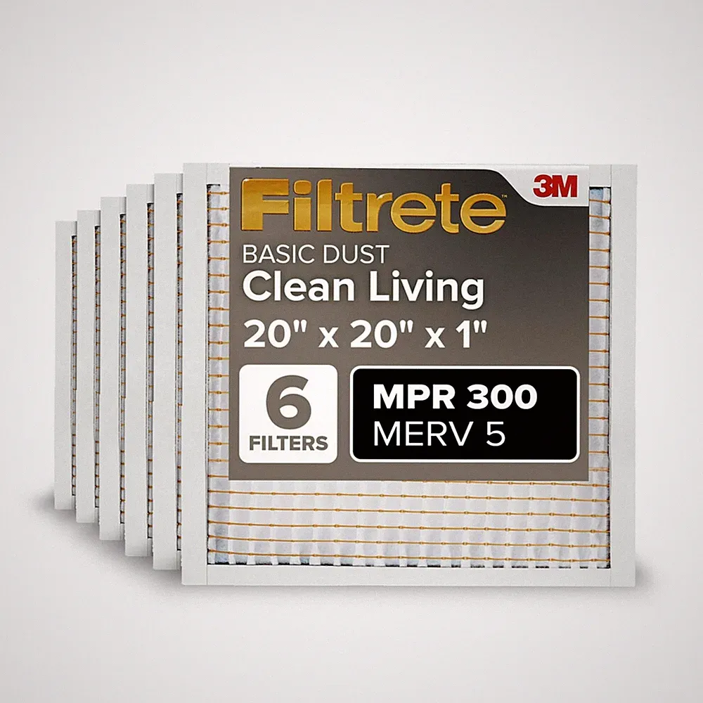 20x20x1 Air Filter MERV 5, 6-Pack AC Furnace HVAC Filters for Home, MPR 300 B...