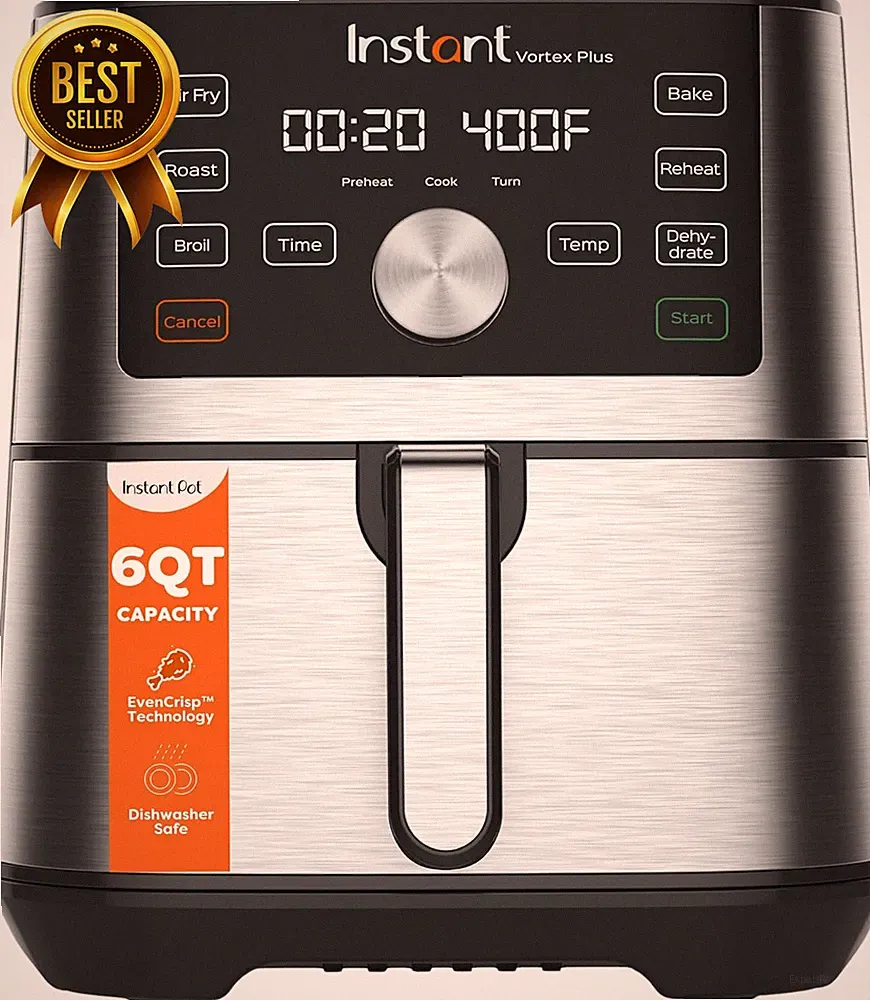 6QT Vortex Plus Air Fryer 6 in 1 Stainless Steel Dishwasher Safe Basket