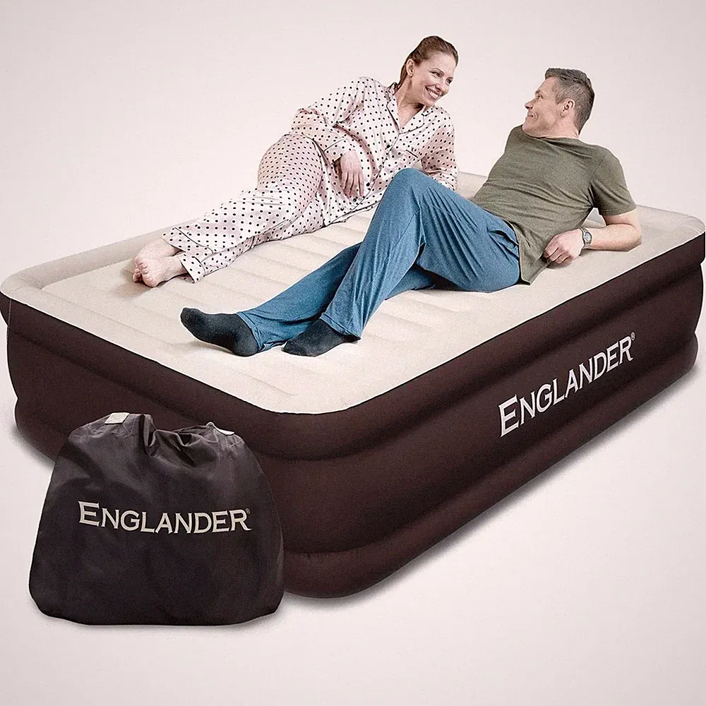 Air Mattress w/Built-in Pump, King (CA) - Brown - Double High