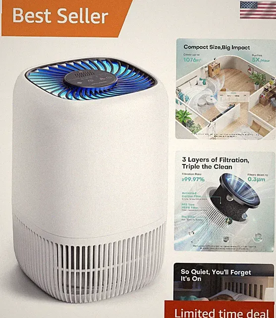 Air Purifiers for Home with HEPA Filter Up to 1076 Ft² Quiet Compact Fresh Air