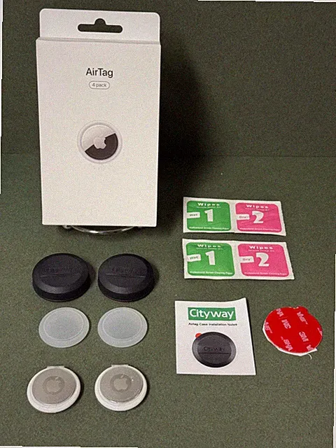 APPLE AIR TAGS -White (2) MX542AM/A PLUS (2) IPX8 Waterproof Airtag Holders-Case