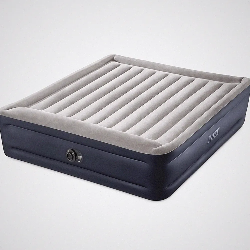 Intex Dura Beam Plus Deluxe Blow Up Air Mattress Bed with Built In Pump, King