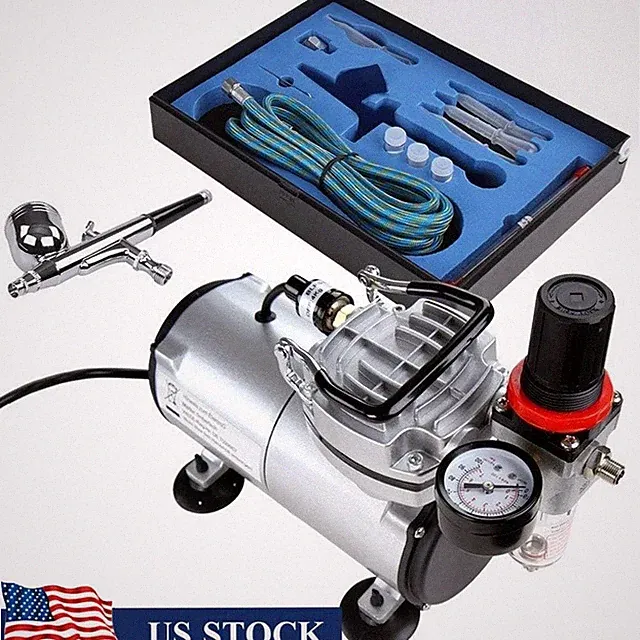 Oil-Free Air Compressor W/ Manometer Air Pressure Regulator & Airbrush Nozzles