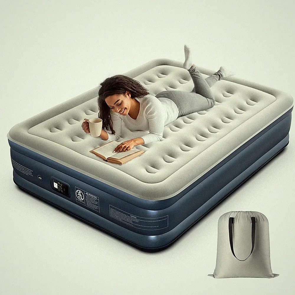 Premium Full Size Air Mattress 18" Elevated Airbed with Built-in Pump Camping US