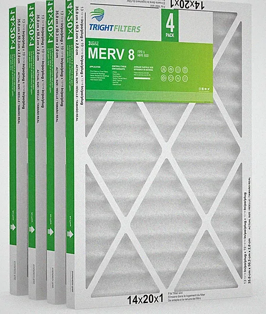 Trightfilters 14x20x1 MERV-8 Air Filter Pleated for Home HVAC AC Furnace - 4pac